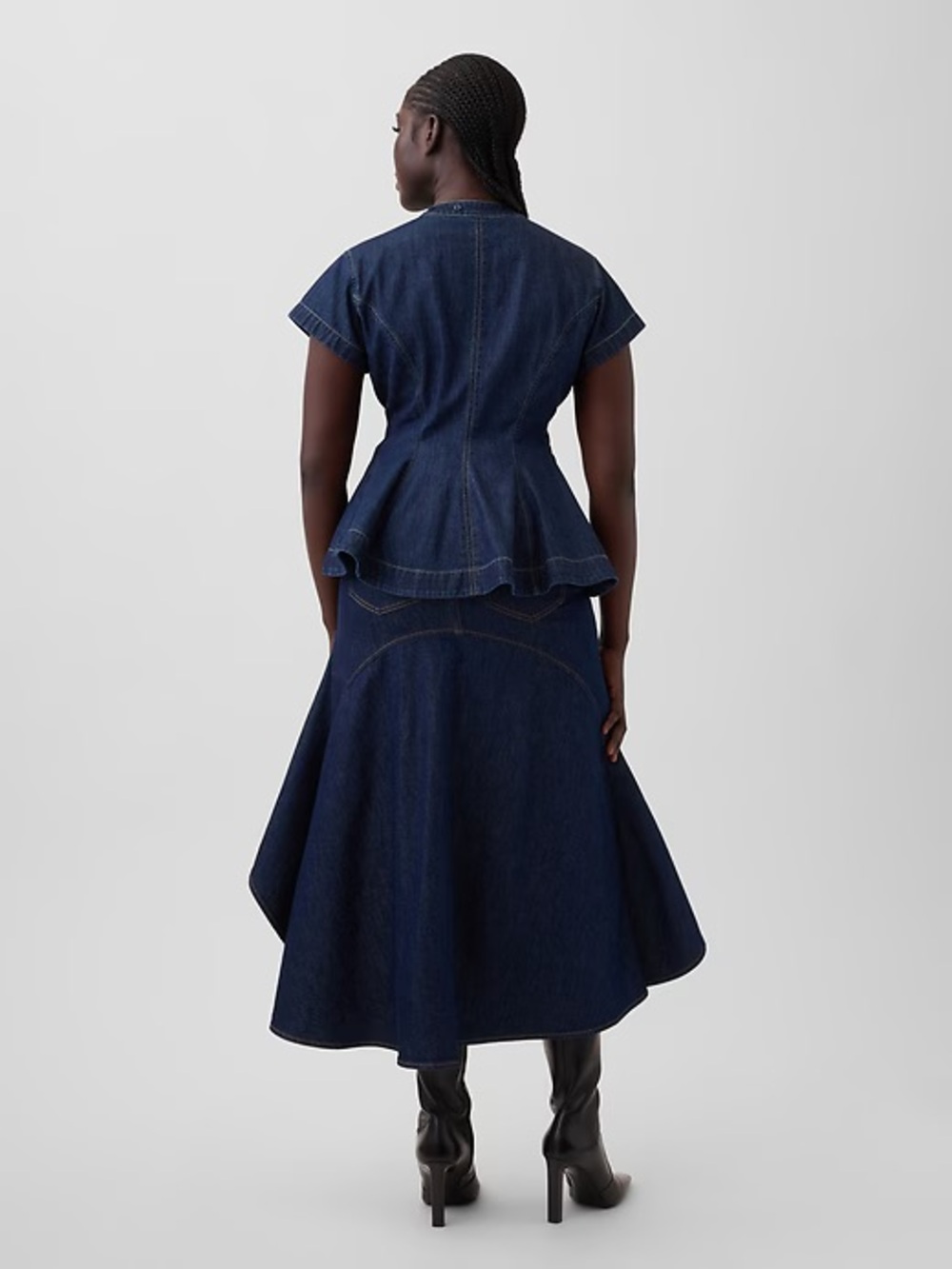 NWT! Gap × HFR Ruffle Denim Midi Skirt by IGDALYAH - Size 4 - Picture 6 of 8